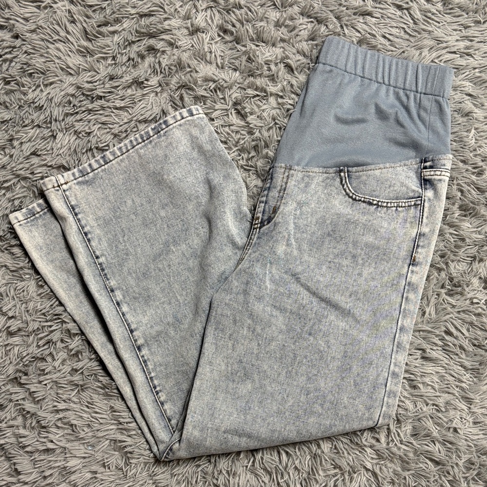 Boohoo Acid Wash Wide Leg Maternity Jeans